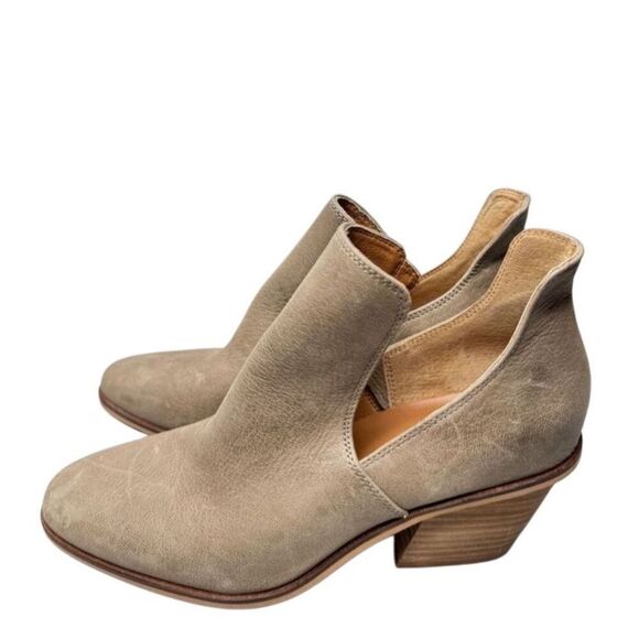 Lucky Brand Boots Size‎ 8.5 Tan Leather Block Heel Pull On Style Ankle Booties - Picture 1 of 12